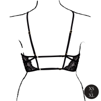 Le Désir Open Cup Triangle Bra with Lace and Adjustable Sliders Black Onesize - Queensize