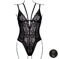 Le Désir Wireless Lace Bodysuit with Adjustable Sliders Black Onesize - Queensize