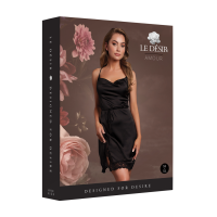 Le Désir Open Back Silk Dress with Criss Cross Details and Slit Black Onesize - Queensize