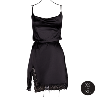 Le Désir Open Back Silk Dress with Criss Cross Details and Slit Black Onesize - Queensize