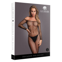 Le Désir Bodystocking Off Shoulder Neck - Fishnet...