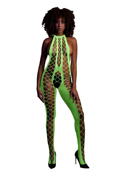 Shots Ouch! UV-Neon Bodystocking grün Onesize - Queensize
