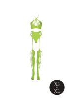 Shots Ouch! UV-Neon Zweiteiler mit Crop Top und Strümpfen grün Onesize - Queensize