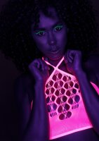 Shots Ouch! UV-Neon Zweiteiler mit Crop Top und Strümpfen pink Onesize - Queensize