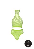 Shots Ouch! UV-Neon Crop Tank Top und Slip mit hoher Taille grün Onesize - Queensize