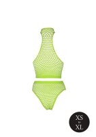 Shots Ouch! UV-Neon Crop Tank Top und Slip mit hoher Taille grün Onesize - Queensize