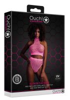 Shots Ouch! UV-Neon Crop Tank Top und Slip mit hoher Taille pink Onesize - Queensize