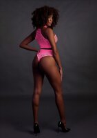 Shots Ouch! UV-Neon Crop Tank Top und Slip mit hoher Taille pink Onesize - Queensize