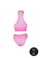 Shots Ouch! UV-Neon Crop Tank Top und Slip mit hoher Taille pink Onesize - Queensize
