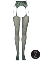 Fishnet and Lace Garterbelt Stockings Green - Onesize - Queensize