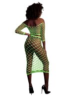 Shots Ouch!  UV-Neon Langarm Crop Top und langer Rock grün Onesize - Queensize