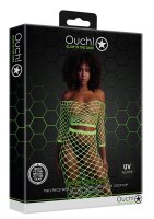 Shots Ouch!  UV-Neon Langarm Crop Top und langer Rock grün Onesize - Queensize
