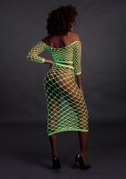 Shots Ouch!  UV-Neon Langarm Crop Top und langer Rock grün Onesize - Queensize