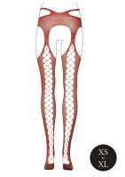 Suspender Pantyhose with Strappy Waist Red Onesize - Queensize