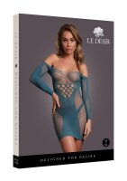 Long-Sleeved Net Mini Dress BlueOnesize - Queensize