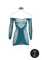 Long-Sleeved Net Mini Dress BlueOnesize - Queensize