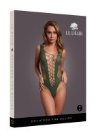 V-Neck Teddy with Opaque Panels Green Onesize - Queensize