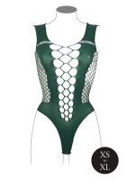 V-Neck Teddy with Opaque Panels Green Onesize - Queensize