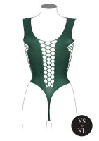 V-Neck Teddy with Opaque Panels Green Onesize - Queensize