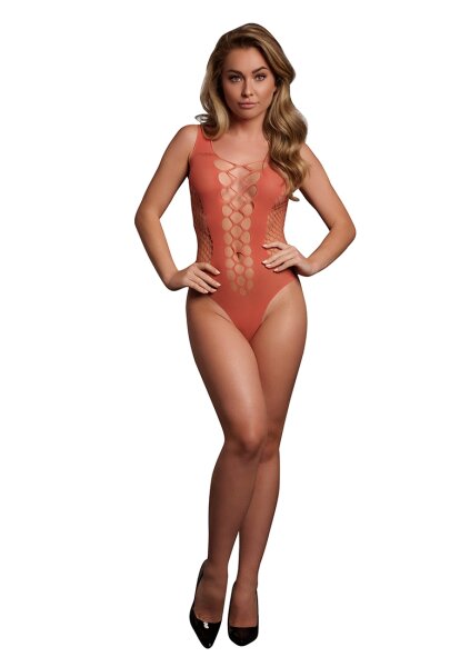 V-Neck Teddy with Opaque Panels Red Onesize - Queensize