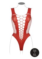 V-Neck Teddy with Opaque Panels Red Onesize - Queensize