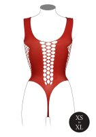 V-Neck Teddy with Opaque Panels Red Onesize - Queensize