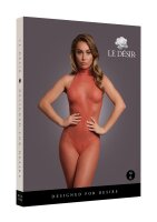 Fishnet and Lace Bodystocking Red Onesize - Queensize