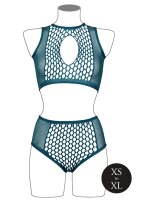 Duo Net Key-Hole Bra Set - Blue Onesize - Queensize