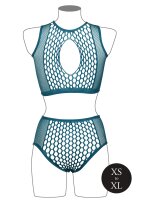 Duo Net Key-Hole Bra Set - Blue Onesize - Queensize