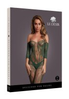 Lace Long-Sleeved Bodystocking Green Onesize - Queensize