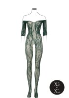 Lace Long-Sleeved Bodystocking Green Onesize - Queensize