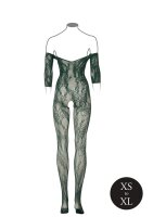 Lace Long-Sleeved Bodystocking Green Onesize - Queensize