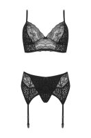 Christine 3 pc Lingerie-set Sanne -black animal S - XL