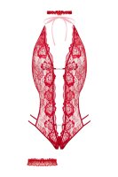 Christine Open crotch Body-Set Renee - Red - S/M - L/XL