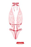 Christine Open crotch Body-Set Renee - Red - S/M - L/XL