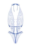 Christine Lace open crotch body Renee- blue - S/M - L/XL