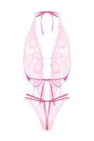 Christine Lace open crotch body Renee- pink - S/M - L/XL