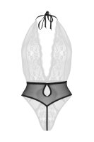 Christine Open crotch halterteddy Dina - black S/M - L/XL