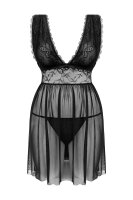 Christine Babydoll & Thong Lieve - black  - S/M - XXL/3XL