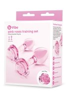 B-Vibe Pink Roses Glass Butt Plug Training Set 3,95 cm