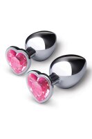 B-Vibe Jewel Heart Metal Butt Plug Training Set