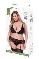 Baci 3-teiliges BH-Strumpfhalter- und Höschenset Schwarz Queen Size