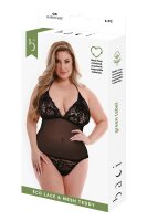 Baci Lace and Mesh Teddy Black Queen Size