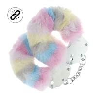 Ouch! Sturdy Fluffy Handcuffs Rainbow 2