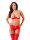 Amorable by Rimba - Halbschalen BH mit G-String, Strumpfhalter und Strümpfen Rot S - L