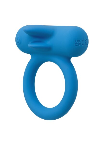 CalExotics Double Trouble Wiederaufladbarer Penisring mit Vibration Blau Ø 3,8 cm