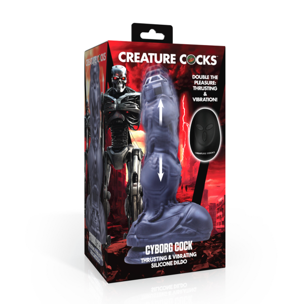 XR Brands Cyborg Cock Thrusting and Vibrating Silicone Dildo