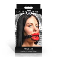 XR Brands Juicy Lips Silicone Open Mouth Gag Red