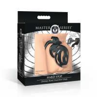 XR Brands Hard Stop Double Ring Chastity Cage Black