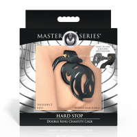 XR Brands Hard Stop Double Ring Chastity Cage Black